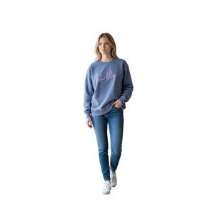 Comfort Colors Dolly Parton Embroidered Sweatshirt Blue Size L